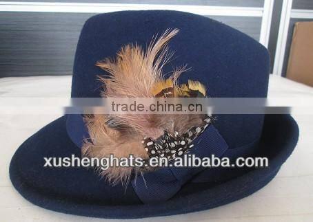 100% new design fedora hat with feather for men