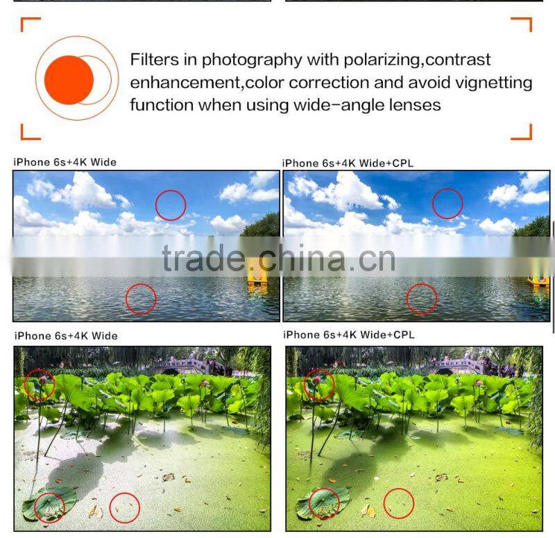 APEXEL 16mm 4K Wide Angle Lens+CPL Filter 2 in 1 Camera Lens for mobile phone,Black/Rose Gold Clip Wide Angle Lens for iPhone