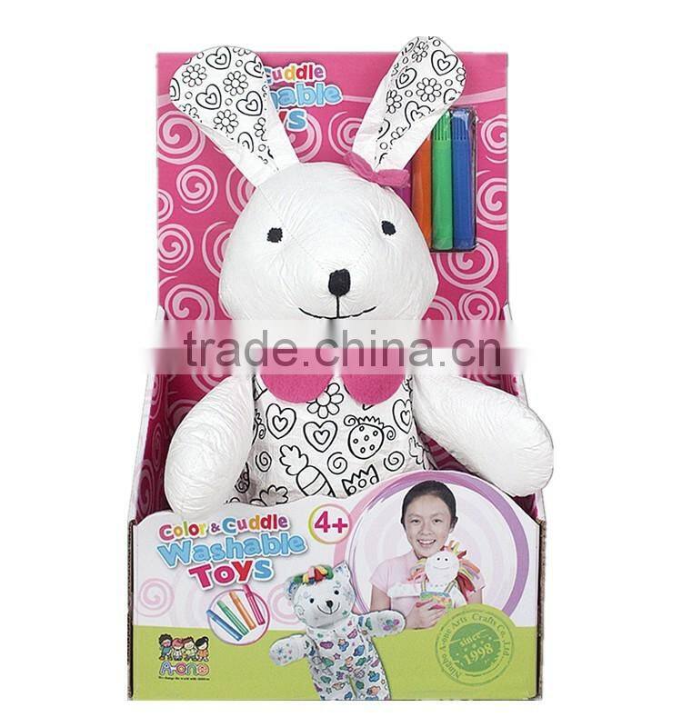 DIY Toy Coloring Washable Rabbit with 4 Markers