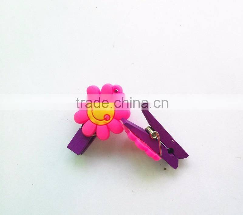 Wholesale Flower Shaped Wood Paper Clips Customize Soft PVC Bookmark