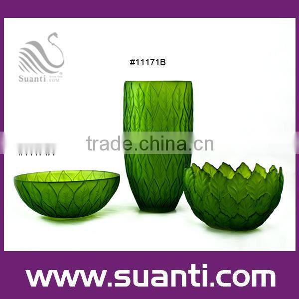 Green resin vase for home decoration