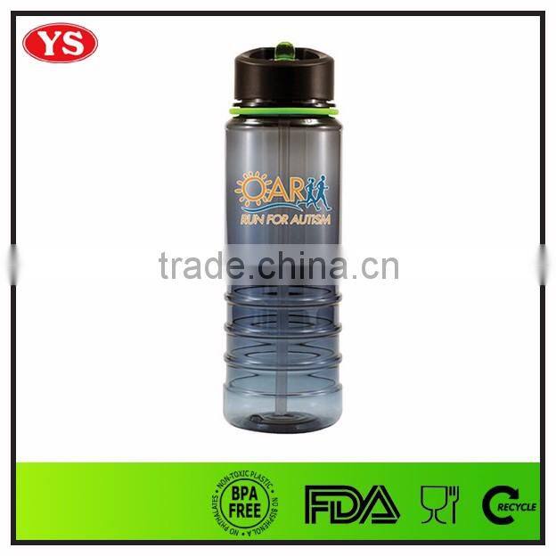 Personalized 750 ml bpa free plastic water bottle with drink straw