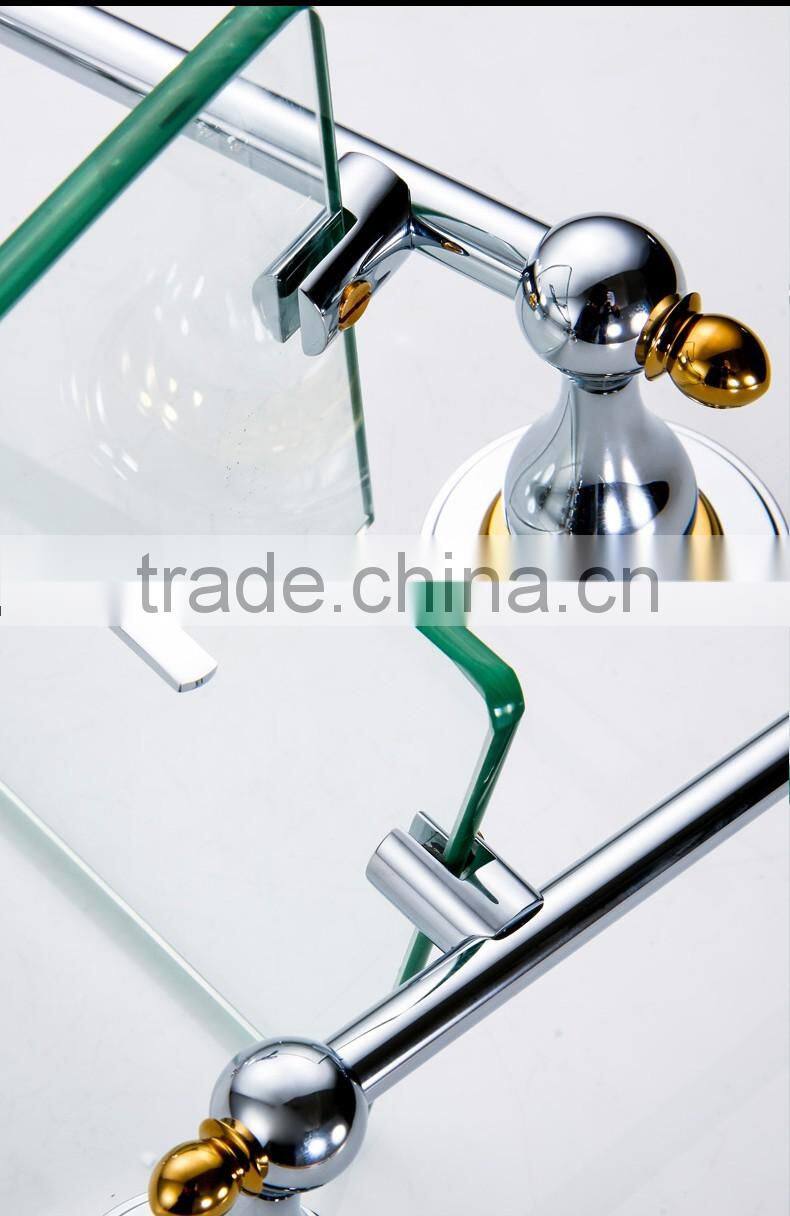 80900 bathroom shelf towels for bathroom Double glass shelf hotel use toilet accessories