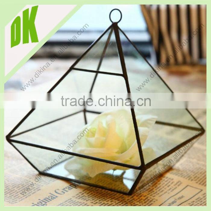 Black Metal and Glass Pyramid Shape Terrarium // Home & Garden decoration Gothic Style Small Indoor terrarium glass plant house