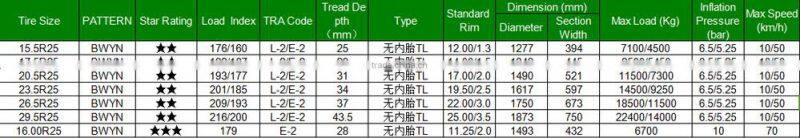 China Hilo Brand 16.00R25 Radial OTR Tyre BWYN High Quality Tire