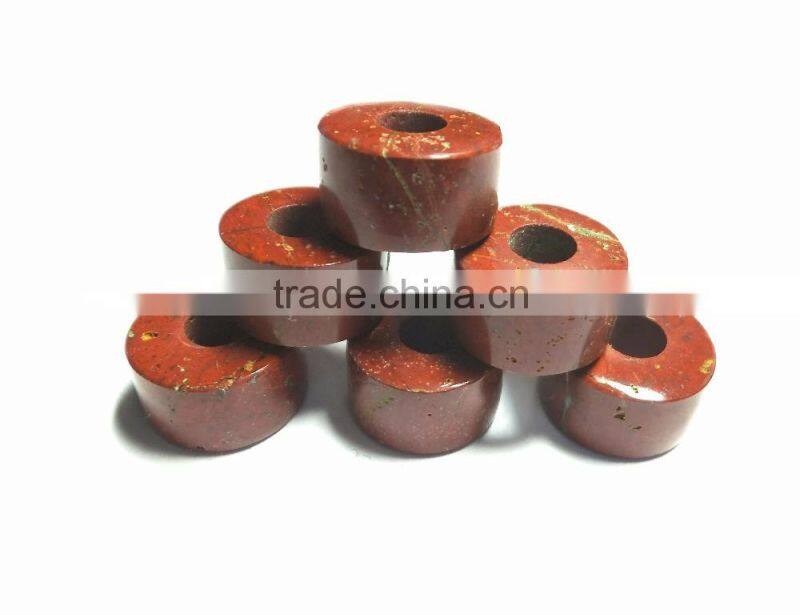 Natural Red Jasper Smooth Handmade Big Hole Tyre Beads