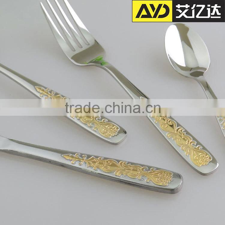 Factory price! wholesale tableware restaurant cutlery silver and gold