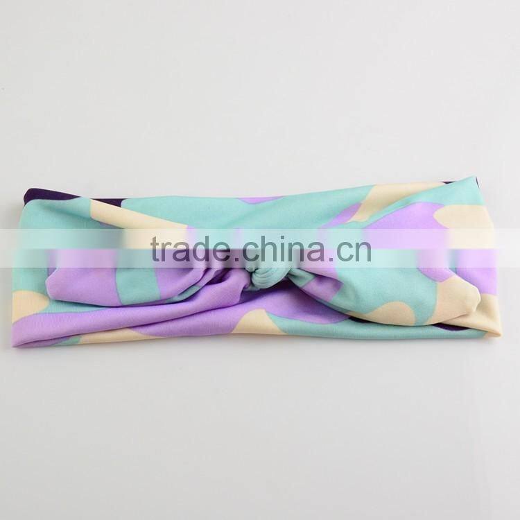 Whlesale Elegant Vintage Camo Fabric Hair Accessories For Baby Girl Dress Hair Band Bunny Ear Baby Bowknot