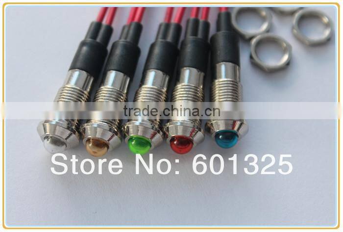 8mm LED color changing indicator light with 20cm wire