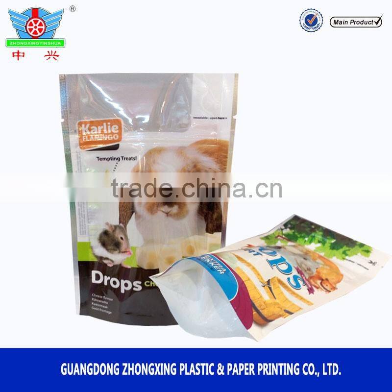 stand up pouch with zipper, pet food bag, PET treat bag