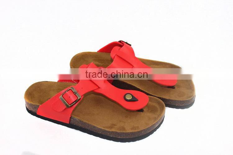 2015 red cork outsole wear-resisting lady flip flop sandal shoes
