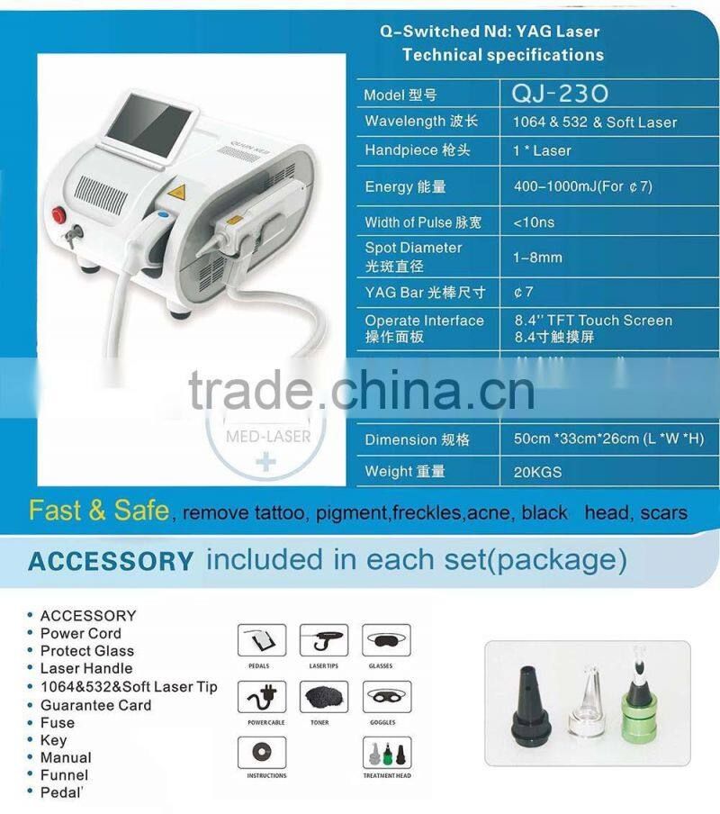 Tattoo removal,pigment removal machine with nd yag laser