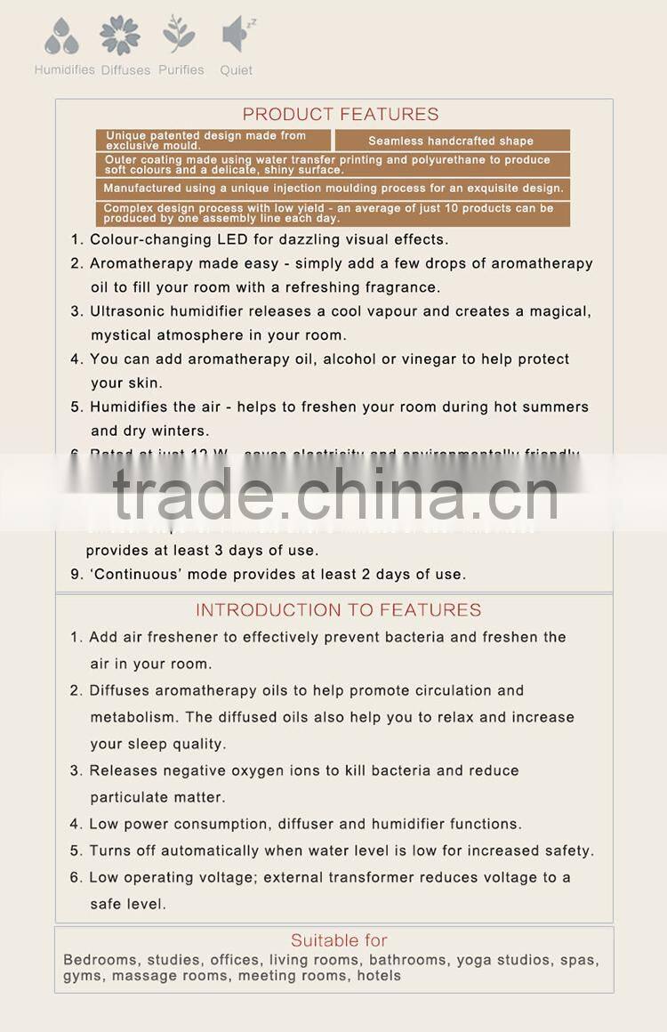2015 aroma diffuser portable electric ultrasonic cool & warm mist humidifier