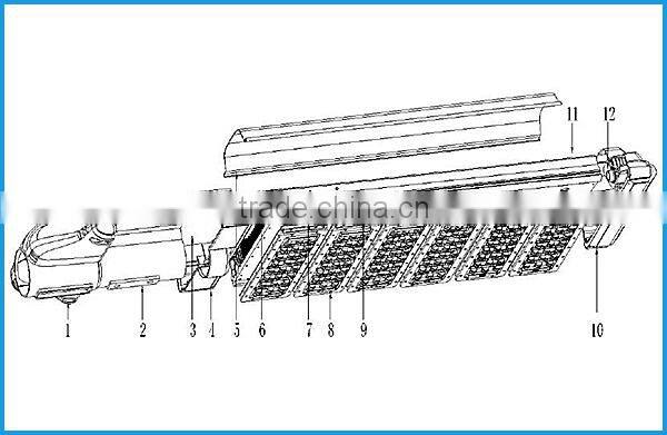 VLT manufacturers high power extruded heatsink 180w led street light with meanwell driver