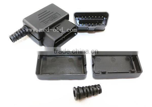 OBD2 Male Connector 16pin 90 Degree Right Angle J1962m Plug with Enclosure without Screw