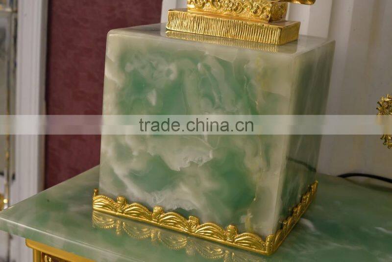 Royal Angel Handing Crown Table Clock, Luxury 24K Gold Plated Table Clock, Marble Base Table Clock