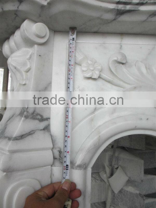 Italian Arabescato White Marble Fireplace Mantel Surrounding With Remote Control Insert