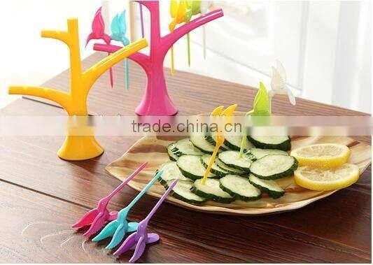 CY119 Plastic Creative Fruit Fork Bird Tree Decorative Household Daily Necessities Dessert Forks