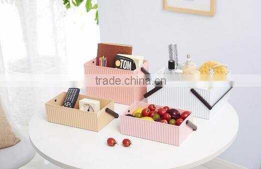 cy268 Decorative Plastic Home Office Storage Boxes Desktop Basket Organizer Handle Bathroom Kitchen Home Office Tidy Box