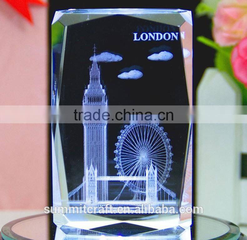 Custom 3D laser crystal london tower london souvenirs