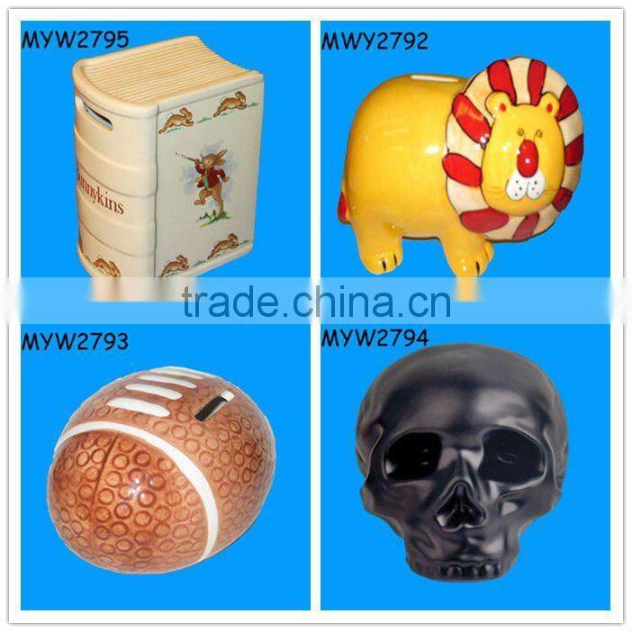 skull handmade animal Still Bank ceramic skull coin bank