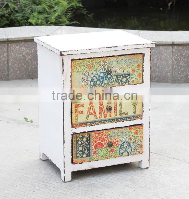 America style antique white wooden cabinet with drawer