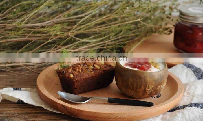 Food Serving Non-slip Round Shape Wooden Tray