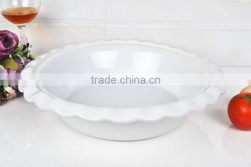 12" Round porcelain oven tray with lid