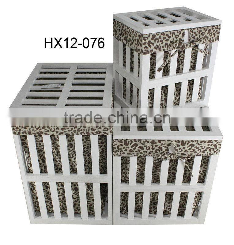 Wooden storage laundy Basket Box with lid