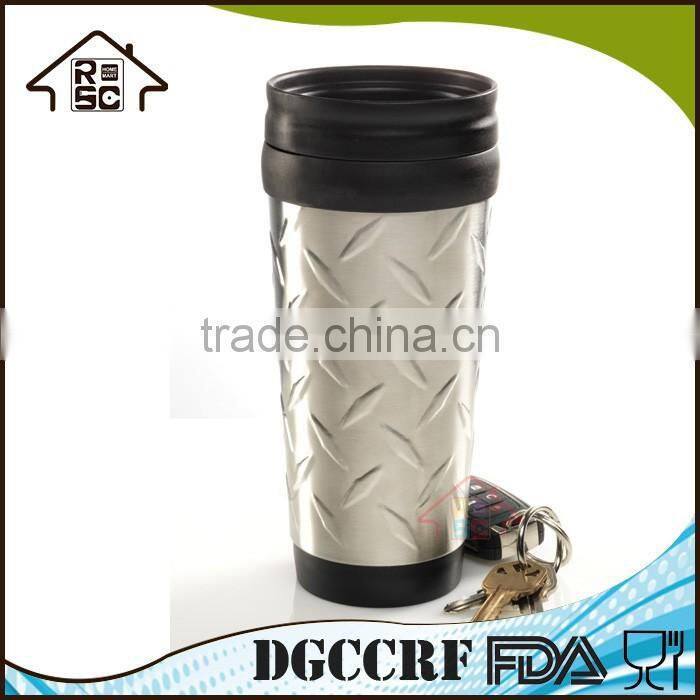 NBRSC Stainless Steel 14 oz. Diamond Plated Duble Wall Travel Mug