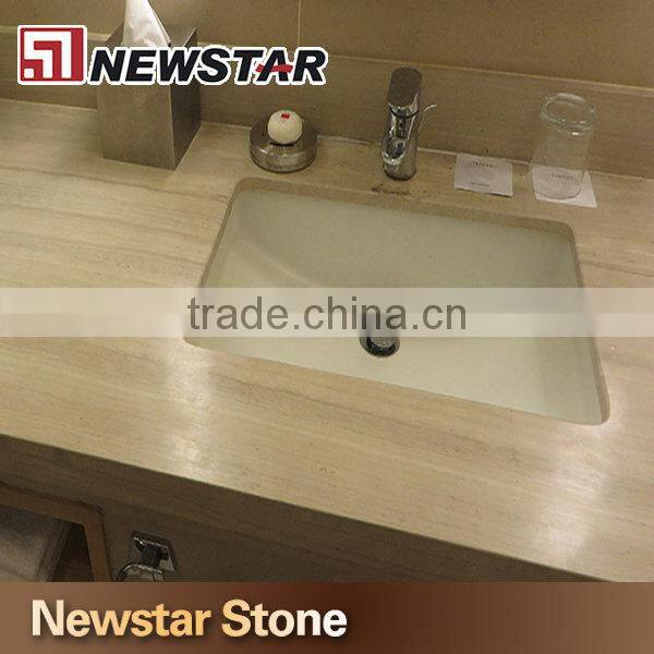 Newstar White Wooden Graining Marble Cut-to-Size Vanity Top with Double Sink Marble Colors