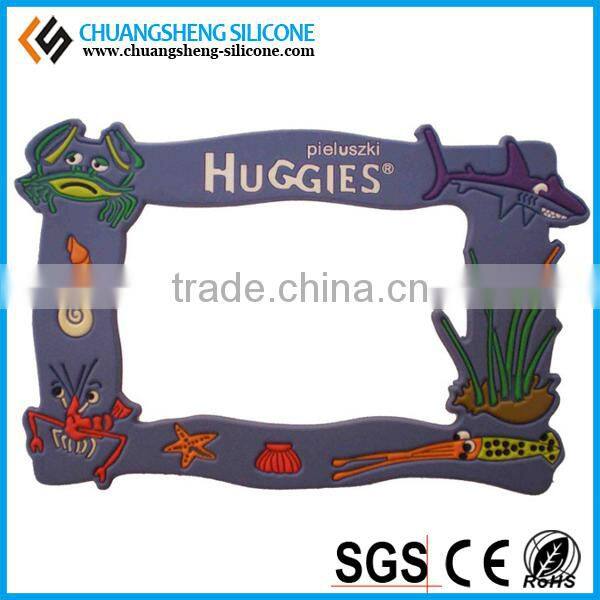 custom promotion soft pvc photo christmas frame Fashion Cartoon soft pvc photo frame