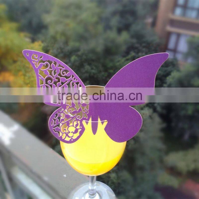 party favors supplier wine glass card laser cut wedding invitation card