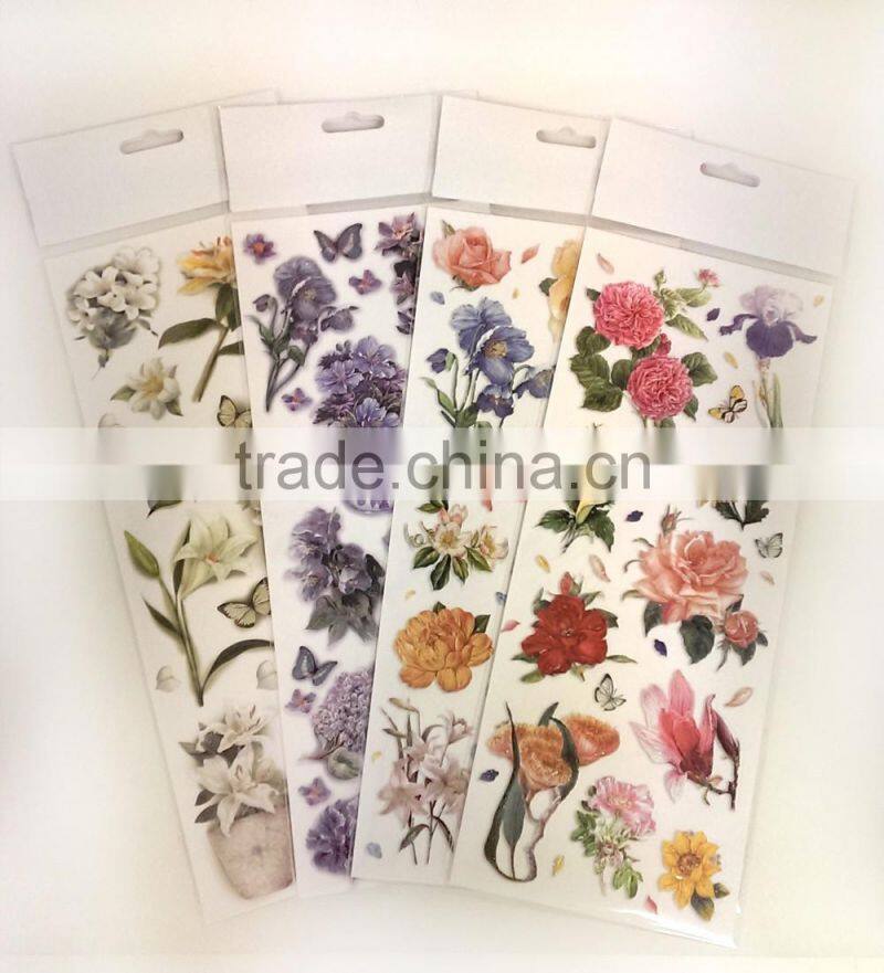 Colorful Floral Design Sticker, Classic Decorative Shinny Glitter Sticker