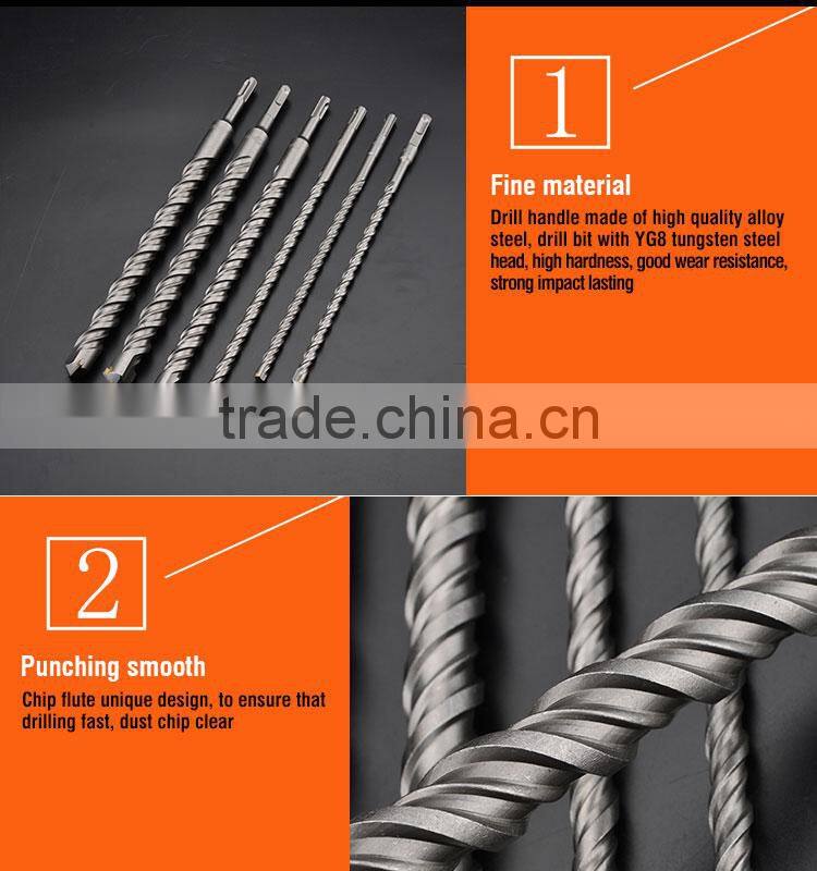 Professional YG8 Steel Round Shank Electrical Hammer Drill Bits