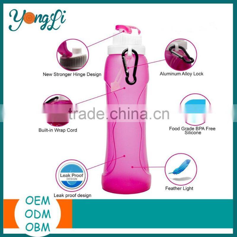 2016 Wholesale New Food Grade Silicone Collapsible Water Bottle