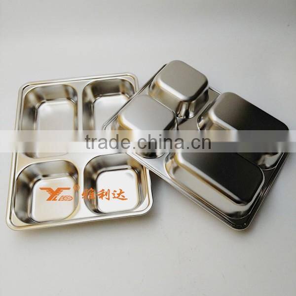 Eco-friendly free used colorful stainless steel 4 compartment plate for dinner