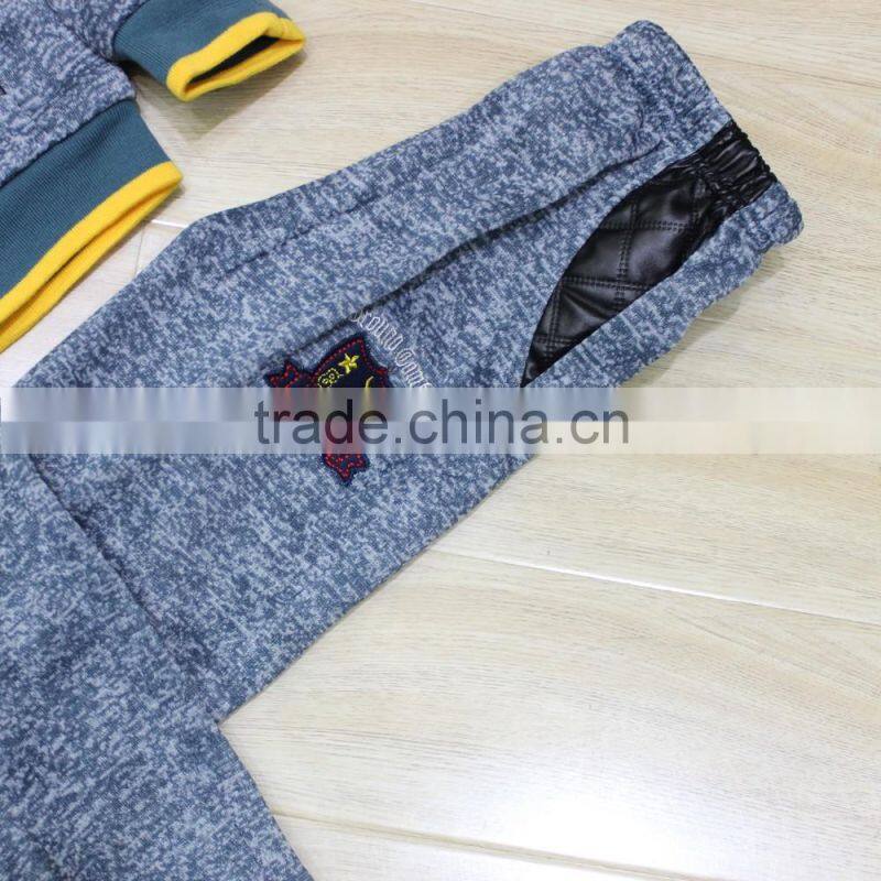 2017 Stock Lot AB yarn fashion hooded kid tracksuit