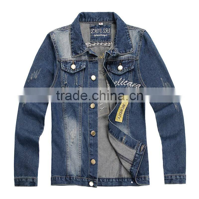 Stylish denim jacket fashion mens dip dyed denim jeans jacket winter