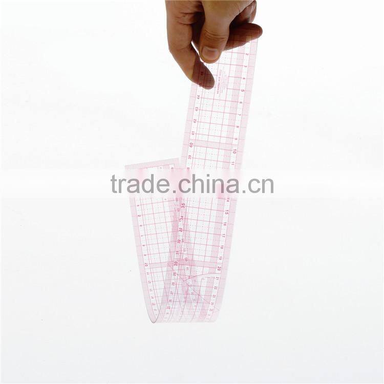 Kearing 5*50cm length flexible sandwich line plastic grading ruler for sewing design# 8002