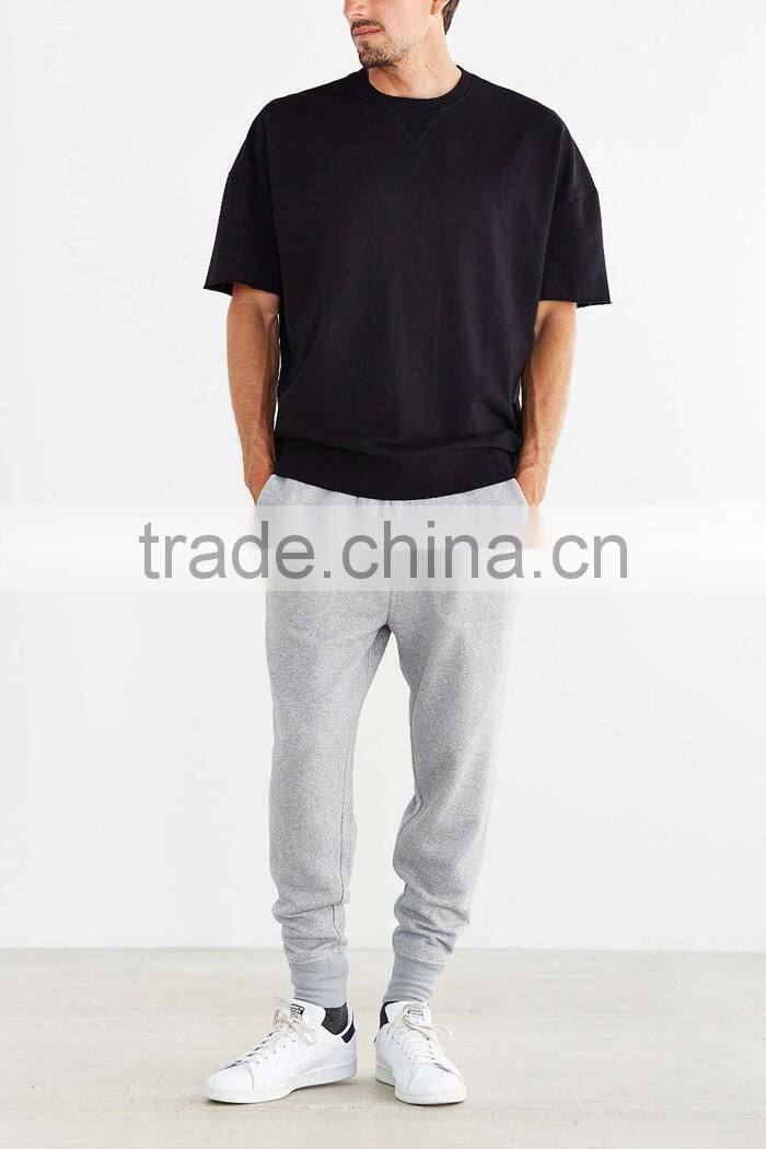 Sports short sleeve black blank sweatshirt for men