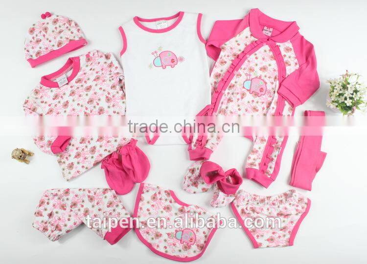 2017 Baby Gift Set 100% Cotton Blue Romper 8Pcs Summer New Born Clothing Set Baby Clothes With Good Quality TQ1-67