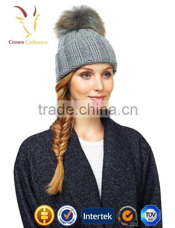 Winter Women Knit Hat,Women Cable Pom Pom Hat