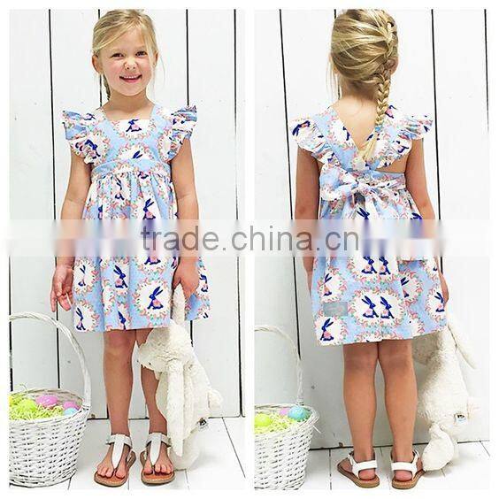 2017 Spring New Arrive Girls Easter Bunny Cute Dress Kids Holiday Play Dress