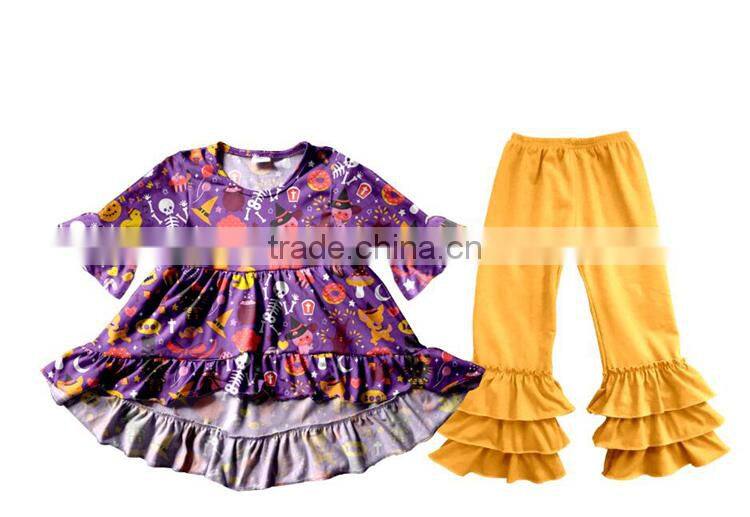 Fashion Baby Halloween Outfit Fall Baby Girls Outfit Girls Stripes Ruffle Pant Outfit Child Clothing Set Kids Clothes