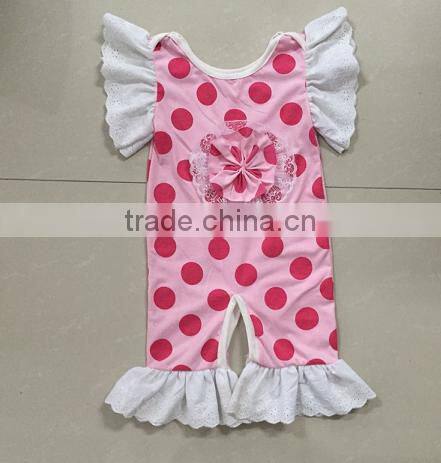 2016 Ruffles Baby Girls Jumpsuit Summer Polk Dots Halter Cotton Rompers Toddler Bodysuit For Kids