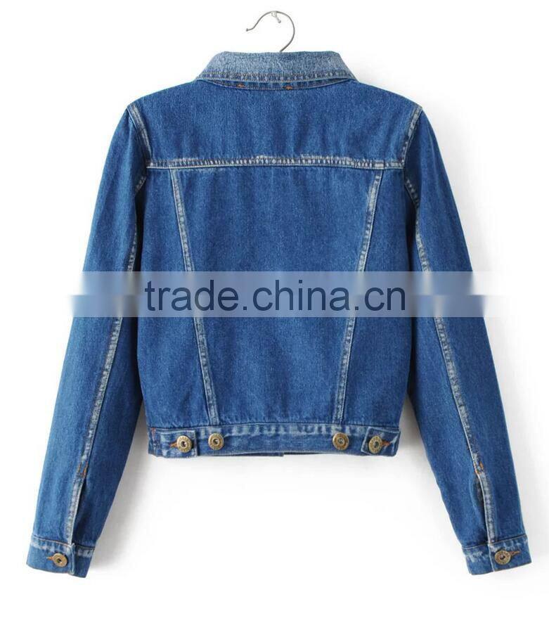 Runwaylover EY1013C Hot Sale 2016 Women Fashio Washed Denim Jackets