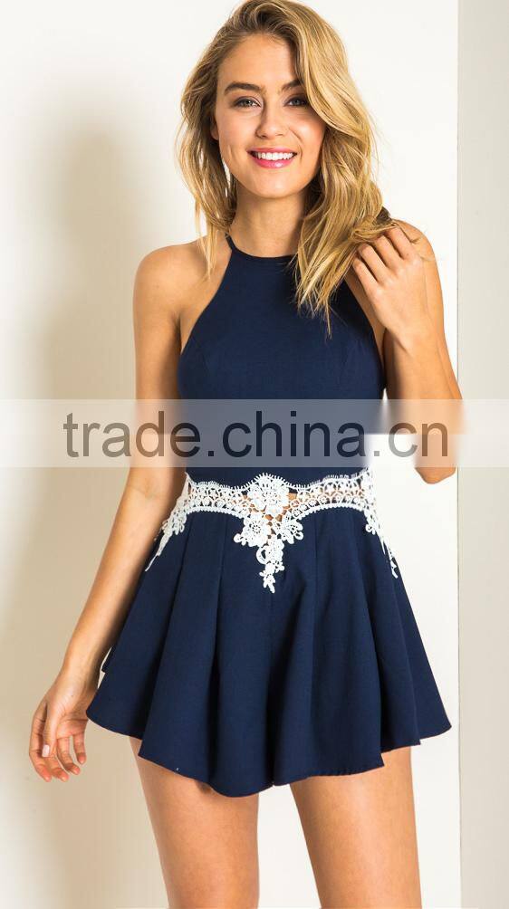 Sexy cut out crocheted playsuit fashion mature women wear clothes