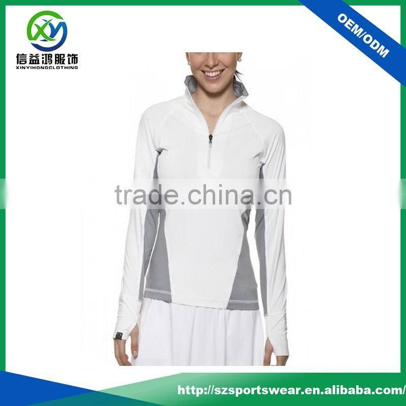 New Style Contrast Color Thumb Hole Lady Golf 1 4 zip Pullover Sweatshirt