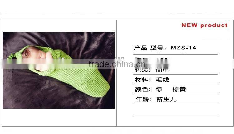 Photography prop Crochet baby swaddle cocoon baby sleeping bag knitted baby hat photo prop